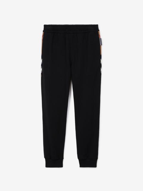 Burberry Check Panel Cotton Jogging Pants