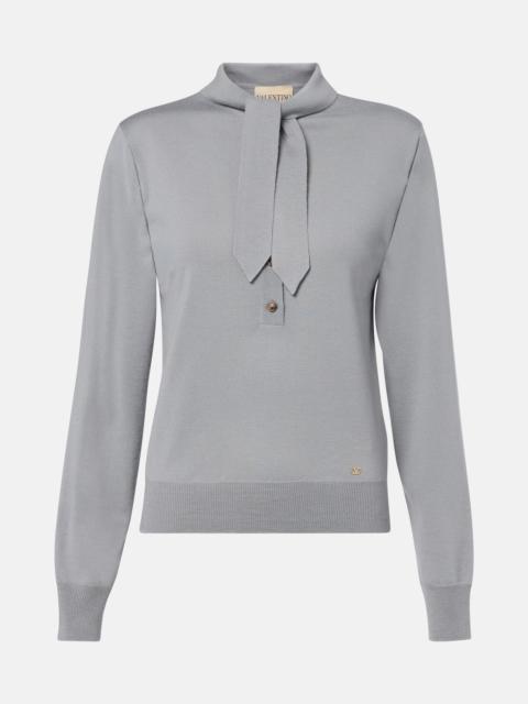 Valentino Tie-neck virgin wool sweater