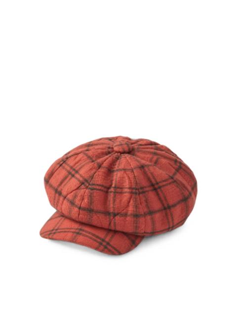 NICHOLAS DALEY CHECK-PATTERN QUILTED BAKER BOY HAT