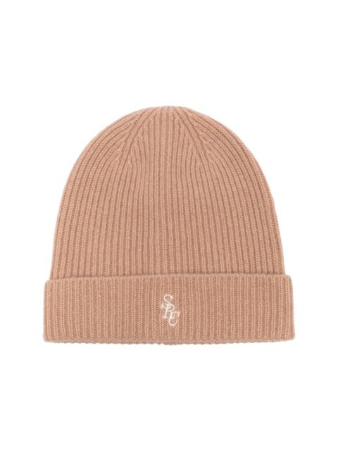 Sporty & Rich logo-embroidered ribbed-knit beanie