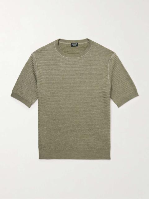 Herringbone Silk, Linen and Cashmere-Blend T-Shirt