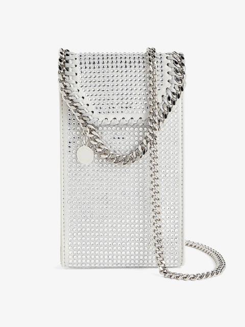 Falabella crystal-embellished satin cross-body pouch