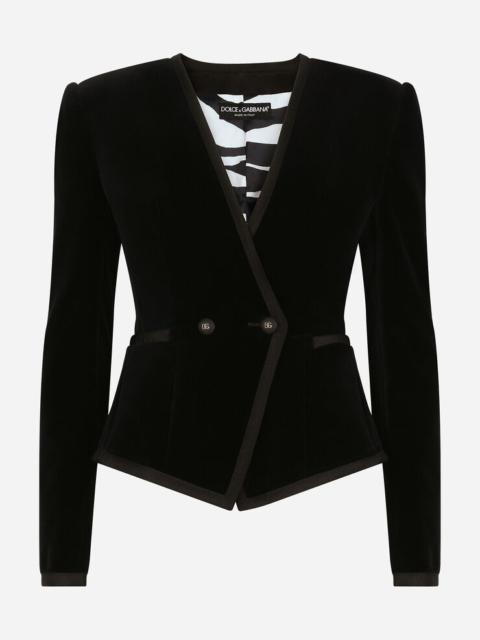 Dolce & Gabbana Double-breasted plain velvet jacket