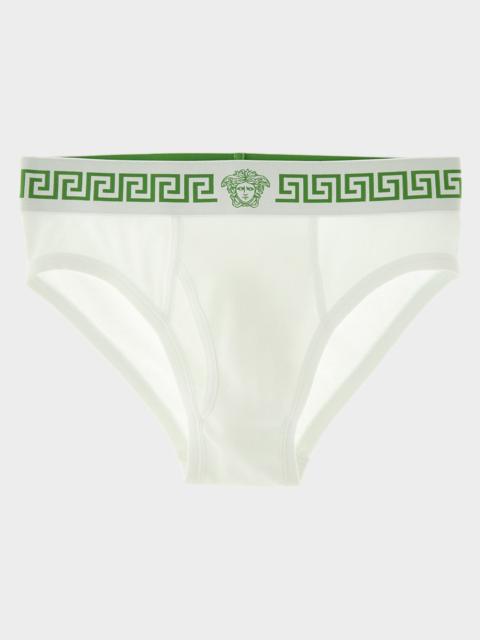 VERSACE Men & apos;s Medusa La Greca Cotton-Rib Briefs