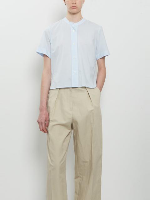 MARGARET HOWELL Short Sleeve Collarless Cotton Shirt