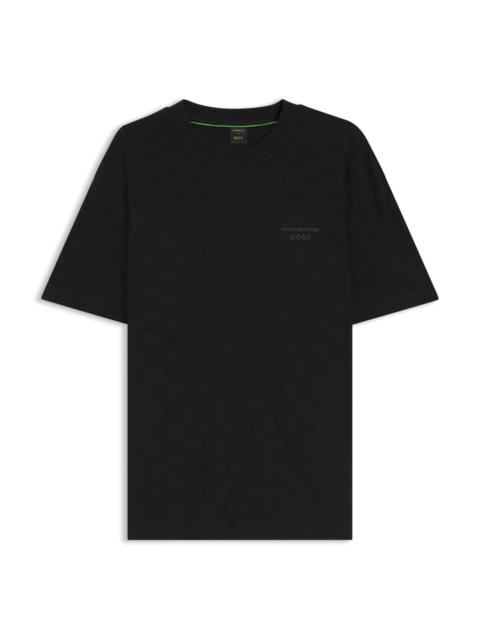 BOSS PORSCHE X BOSS RELAXED-FIT T-SHIRT IN COTTON JACQUARD