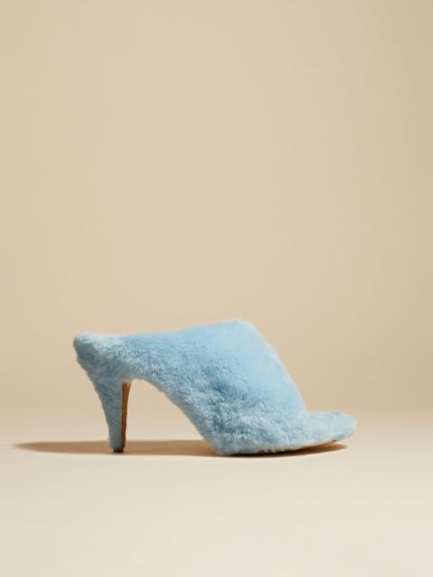 KHAITE The Marion Mule Sandal in Baby Blue Shearling