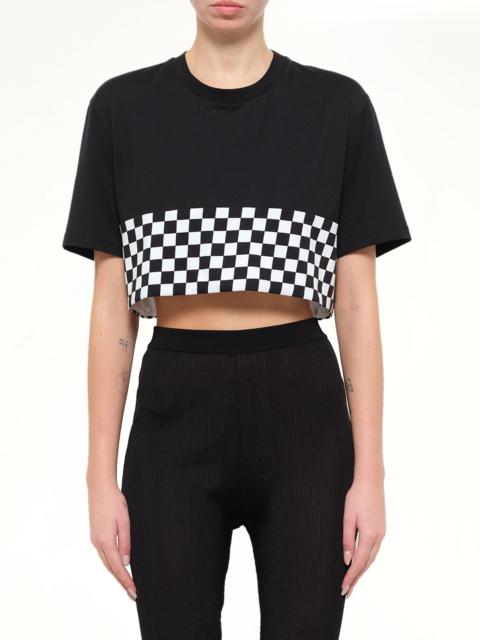 Givenchy Podium Checkerboard Crop T-Shirt in Black