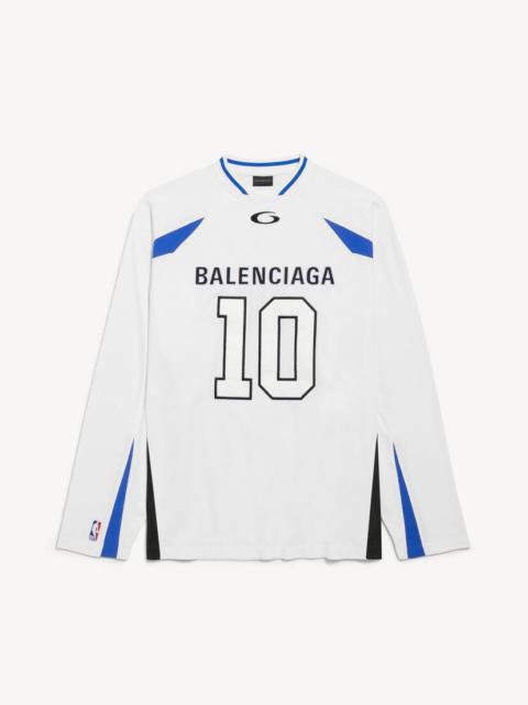BALENCIAGA Men's Balenciaga | Nba Collaboration Oversized Long Sleeve T-shirt in White/multicolor