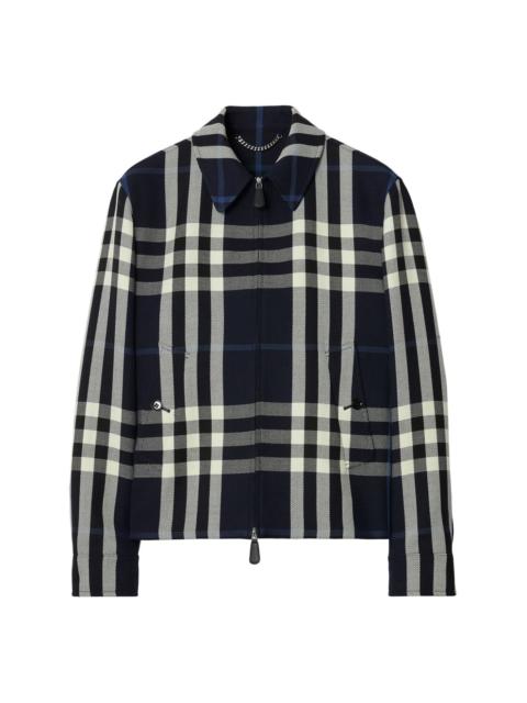 check-print wool-blend jacket
