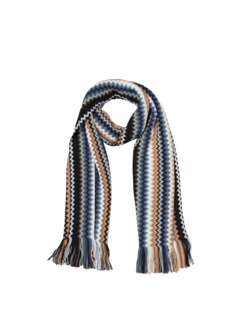 Missoni Zigzag knit fringed scarf