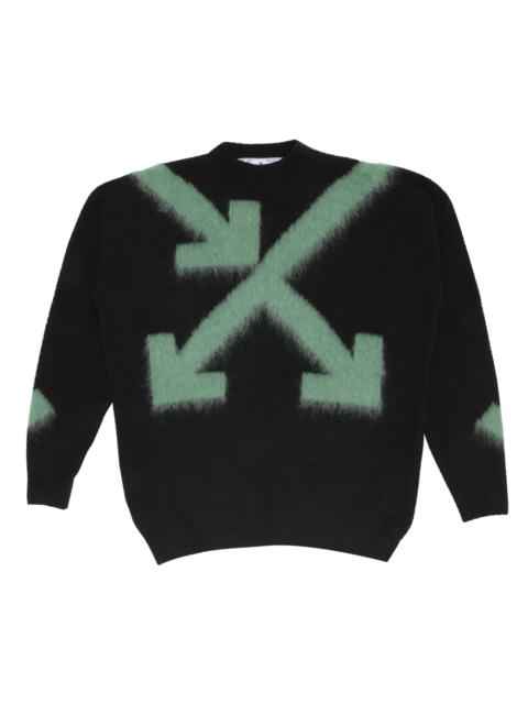 Off-White Fuzzy Arrows Crewneck 'Black/Hedge Green'