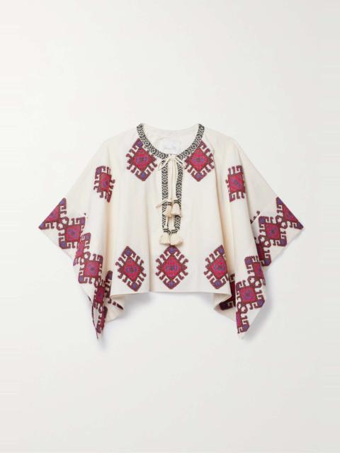 Johanna Ortiz + NET SUSTAIN Bushveld tie-detailed embroidered cotton poncho