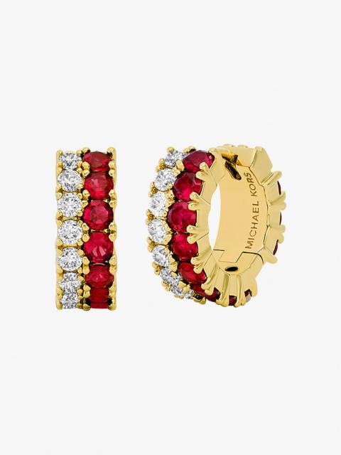 MICHAEL KORS Two-Tone Stone Huggie Earrings