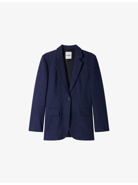 Sandro Sequin-Stripe Single-Breasted Woven Blazer