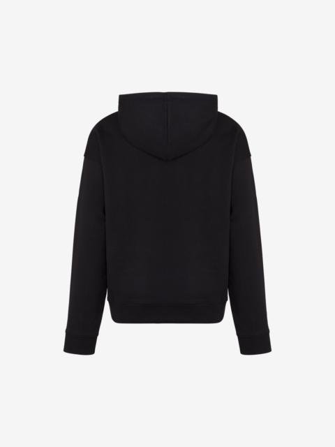 Moschino BLACK ORGANIC COTTON SWEATSHIRT WITH A TROMPE-L'ŒIL SMILEY® PRINT FEATURING A TAPE-LIKE EFFECT