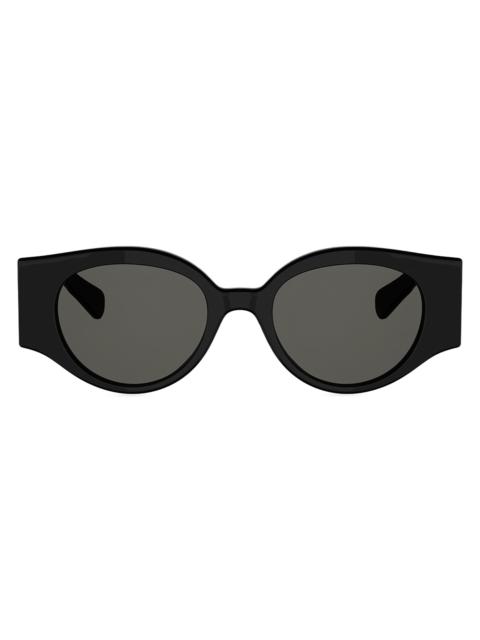 CELINE Women's Triomphe Stamp 50MM Round Sunglasses - Shiny Black Smoke