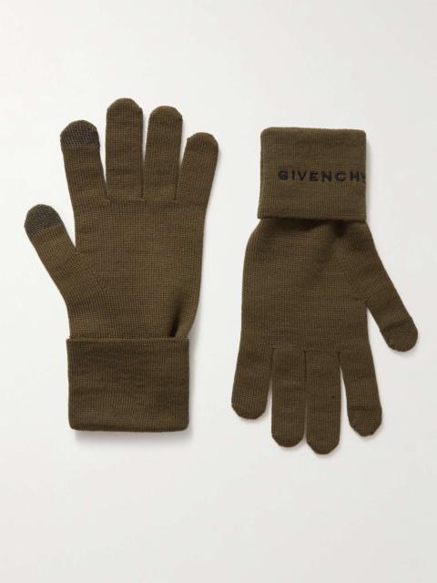 Givenchy 4G Logo-Embroidered Wool Gloves
