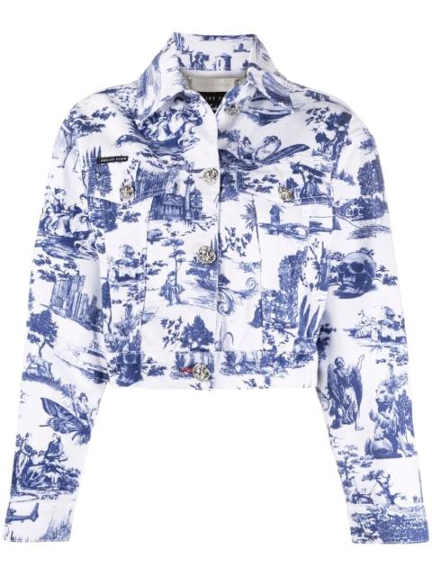 PHILIPP PLEIN baroque print denim jacket