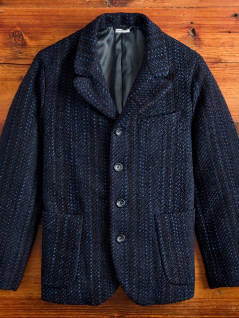 Slub Yarn Tweed 5B Jacket in Dark Navy