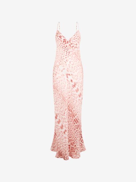 Roberto Cavalli Jaguar Pink Print Slip Dress