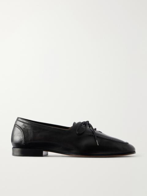 Bottega Veneta Gino Crinkle Leather Lace- Up Loafers