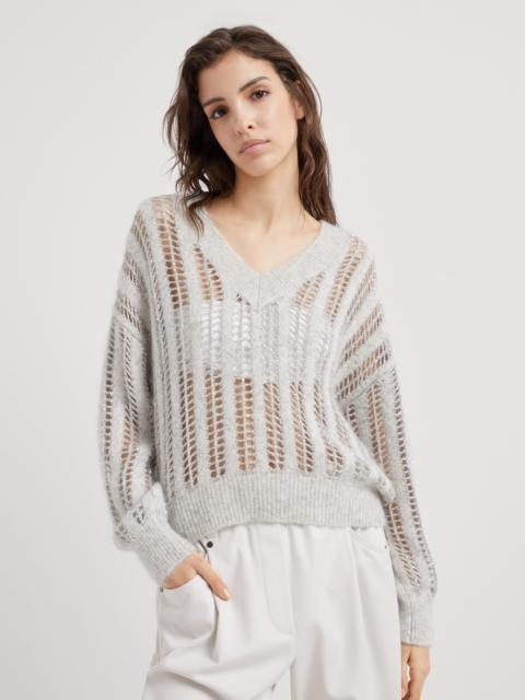 Wool and mohair dazzling net sweater