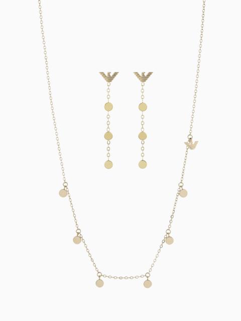 Gold-Tone Stainless Steel Necklace and Earrings Set