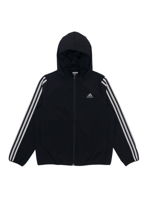 (WMNS) adidas Classic Stripe Woven Hooded Jacket Black GQ0596