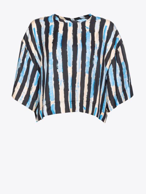 SHORT BLOUSE WITH PAINTED-STRIPE PRINT