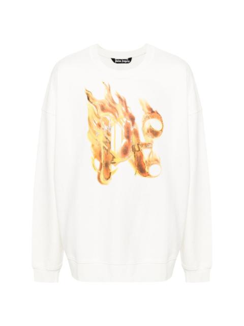 Palm Angels logo-flame print sweatshirt