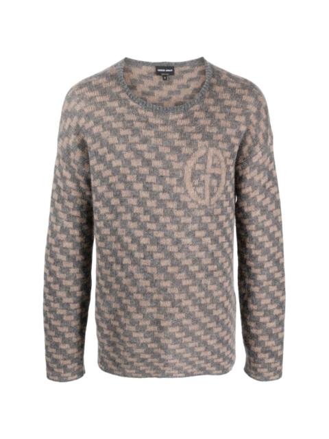 GIORGIO ARMANI geometric-pattern intarsia-knit jumper
