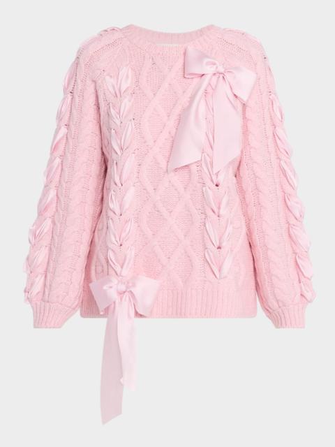 LoveShackFancy Kloss Alpaca-Blend Ribbon Pullover