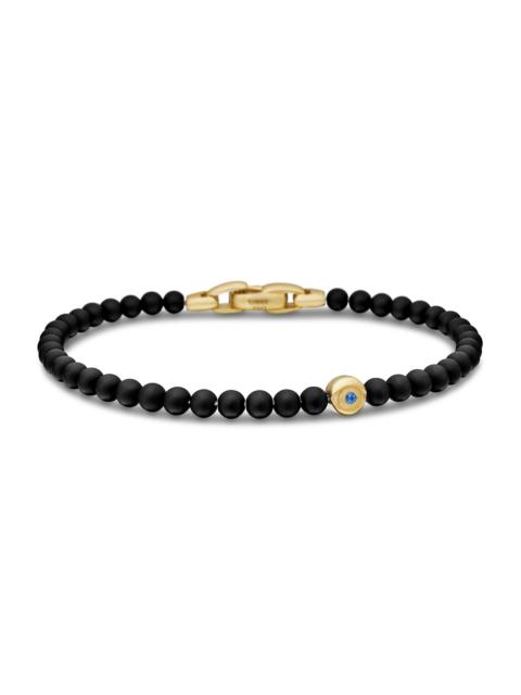DAVID YURMAN Men's Spiritual Beads Evil Eye Bracelet with Black Onyx, Sapphire and 18K Yellow Gold - Black Onyx