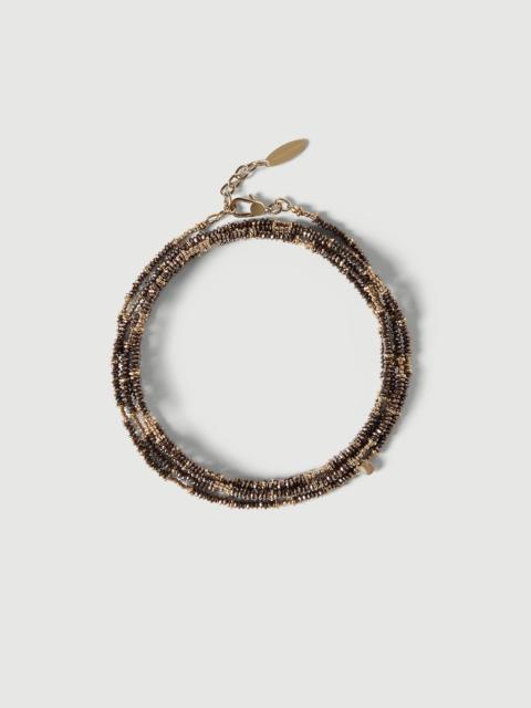 Brunello Cucinelli Brown Hematite Sterling silver wrap bracelet