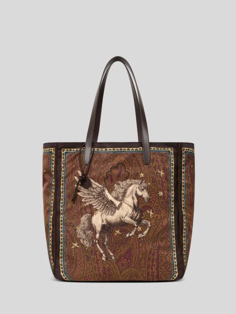 Etro NYLON TOTE BAG WITH PEGASO PRINT AND ARNICA MOTIF