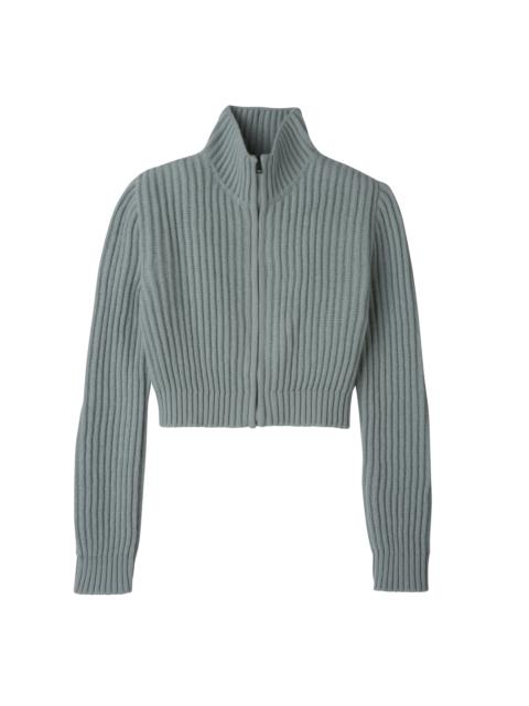 Longchamp Zip collar short cardigan Celadon - Knit