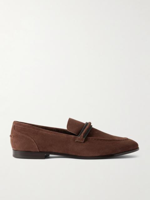 Brunello Cucinelli Bead-embellished Suede Loafers