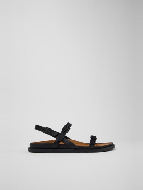 CAMPER Lluc Sandal Black Leather Sandals for Women.