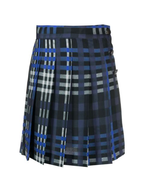 plaid-check pleated skirt
