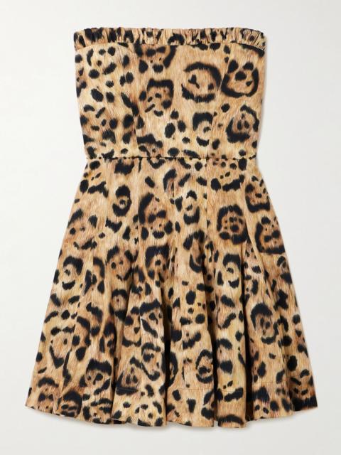 Agua by Agua Bendita Caudal strapless embellished leopard-print cotton-blend mini dress Leopard print