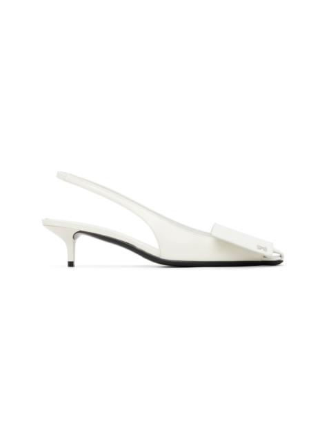 courrèges White Fold Iced Leather Slingback Heels
