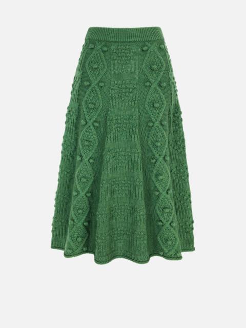 EMILIA WICKSTEAD Koda Skirt in Forest Green Cashfeel Melange