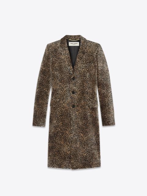 SAINT LAURENT "chesterfield" coat with mini leopard print