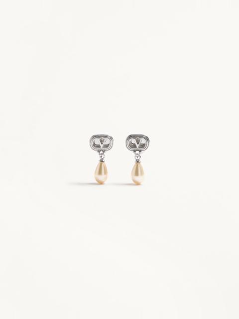 Valentino OVALETTE EARRINGS IN METAL, PEARLS AND SWAROVSKI® CRYSTALS