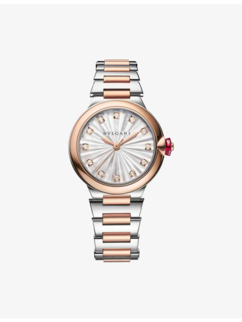 BVLGARI RE00009 Lvcea 18ct rose-gold, stainless-steel and 0.22ct diamond automatic watch