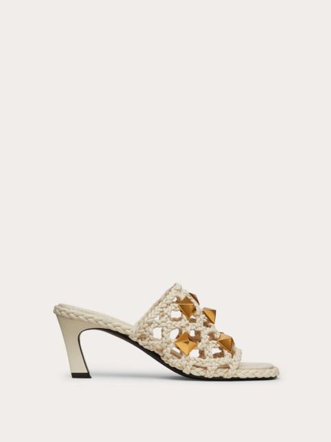 ROMAN STUD SLIDE SANDAL IN WOVEN METALLIC NAPPA 65 MM
