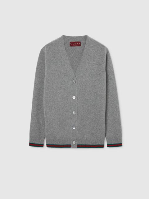 GUCCI Wool and cashmere cardigan with Web
