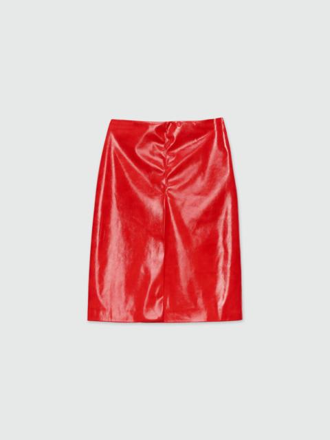 MSGM Red vinyl midi skirt