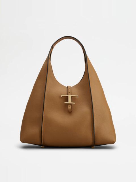 Tod's T TIMELESS HOBO BAG IN LEATHER MEDIUM - BROWN